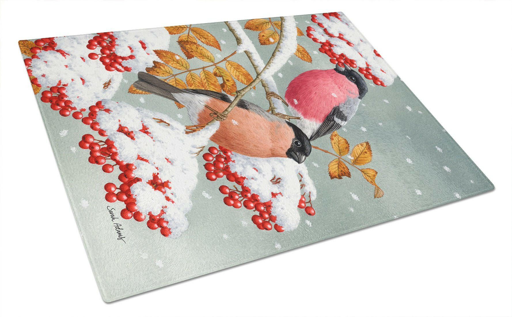 Eurasian Bullfinches Glass Cutting Board Large ASA2063LCB by Caroline's Treasures