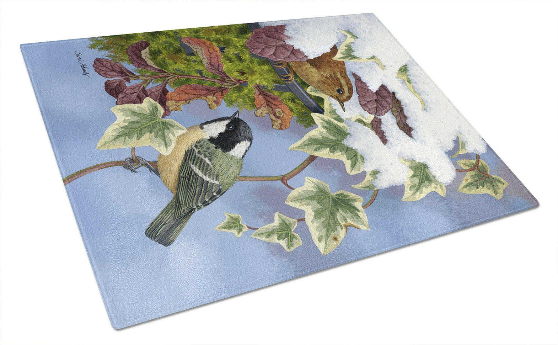 Coal Tit & Wren Glass Cutting Board Large ASA2064LCB by Caroline's Treasures