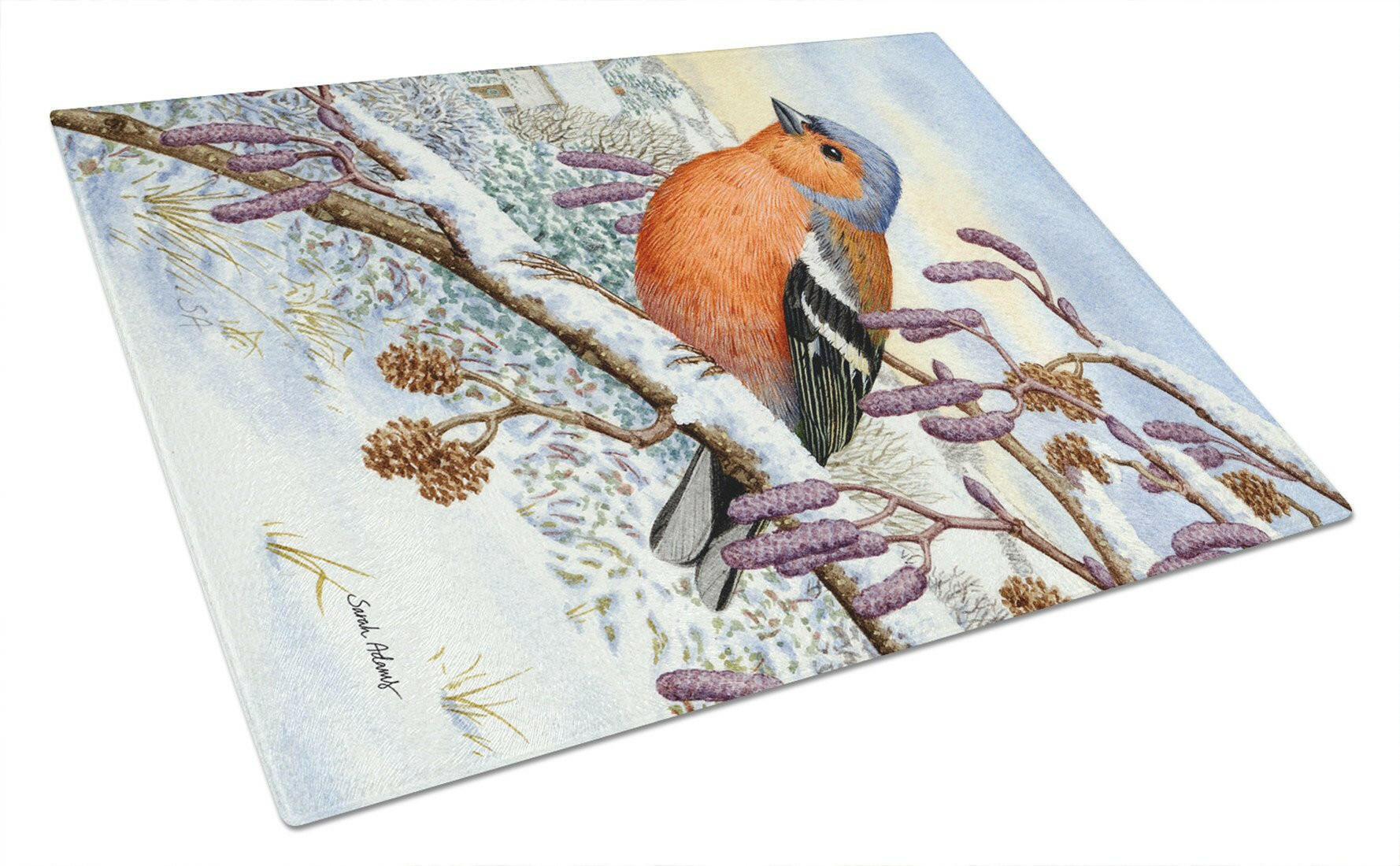 Eurasian Bullfinch Glass Cutting Board Large ASA2066LCB by Caroline's Treasures