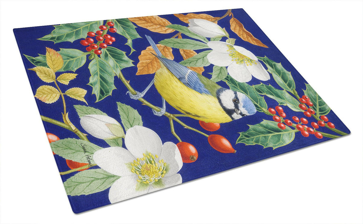 Eurasian Blue Tit Glass Cutting Board Large ASA2068LCB by Caroline&#39;s Treasures