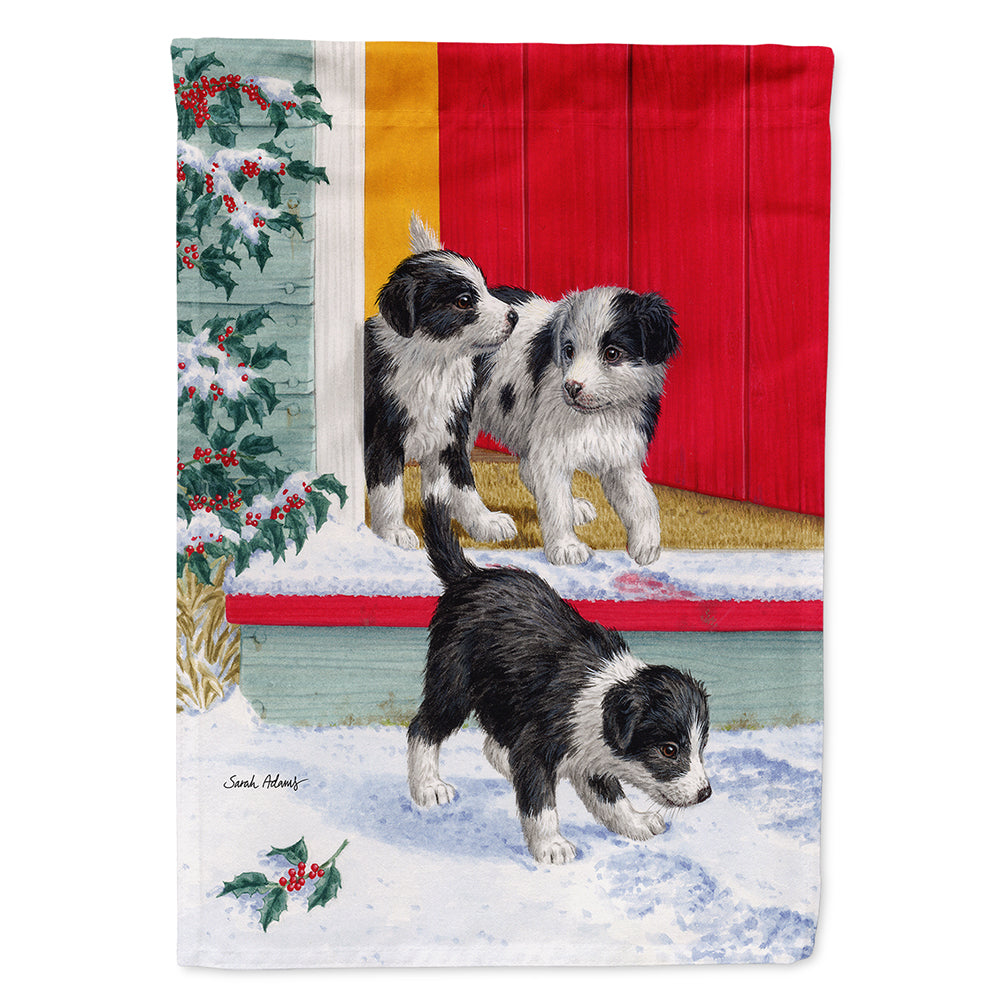 Christmas Border Collie Pups Flag Canvas House Size ASA2078CHF  the-store.com.