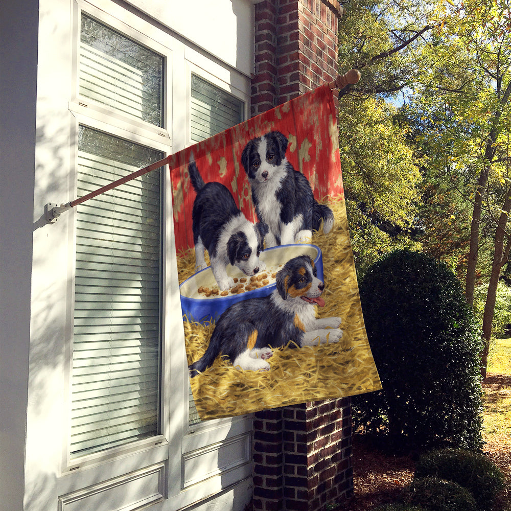 Border Collie Pups Flag Canvas House Size ASA2079CHF  the-store.com.