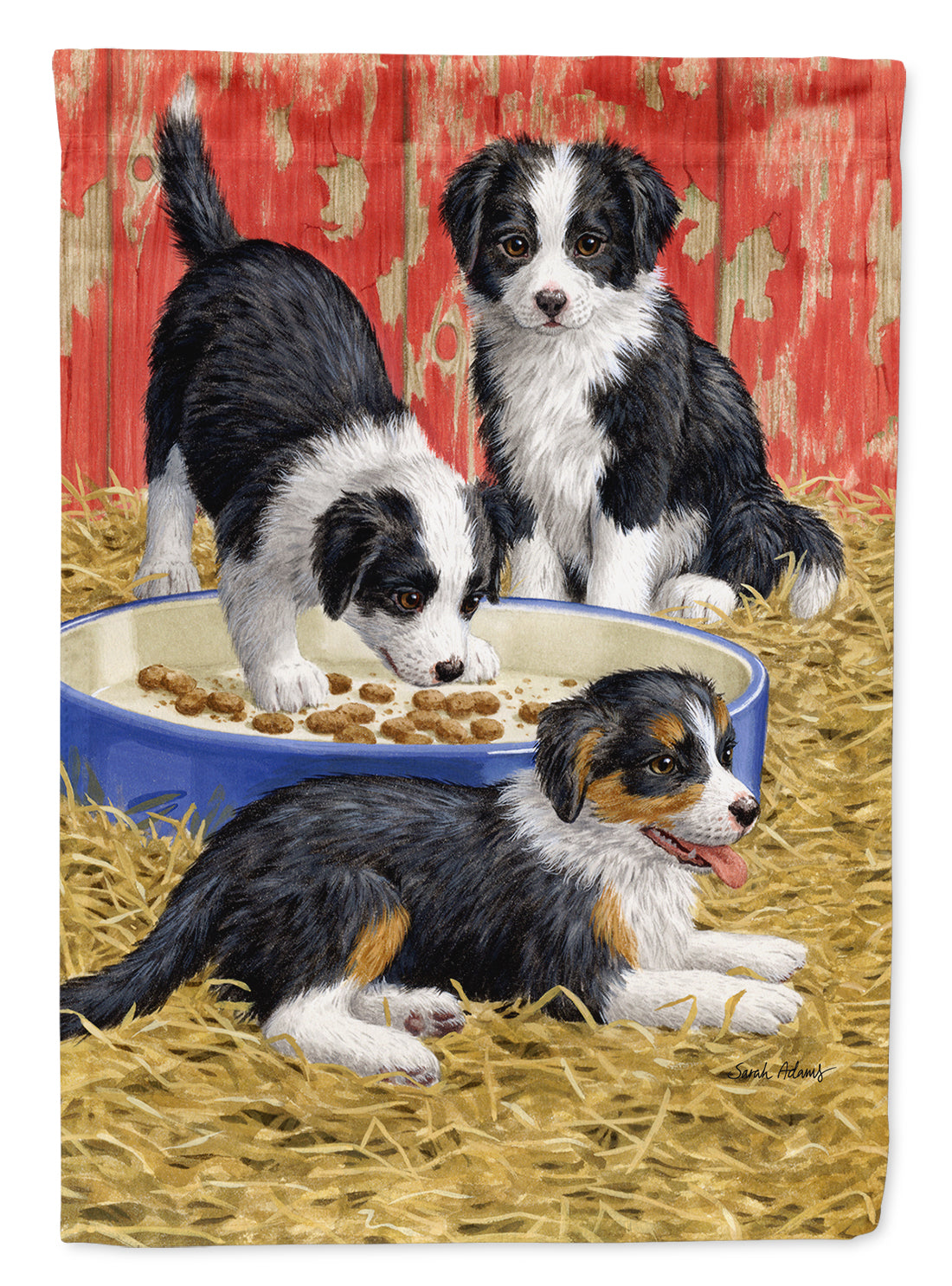 Border Collie Pups Flag Garden Size ASA2079GF.