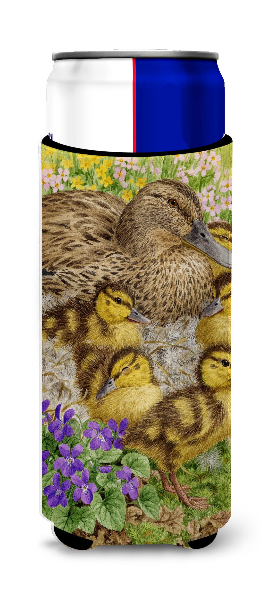 Female Mallard Duck and Ducklings Ultra Beverage Insulators for slim cans ASA2084MUK  the-store.com.