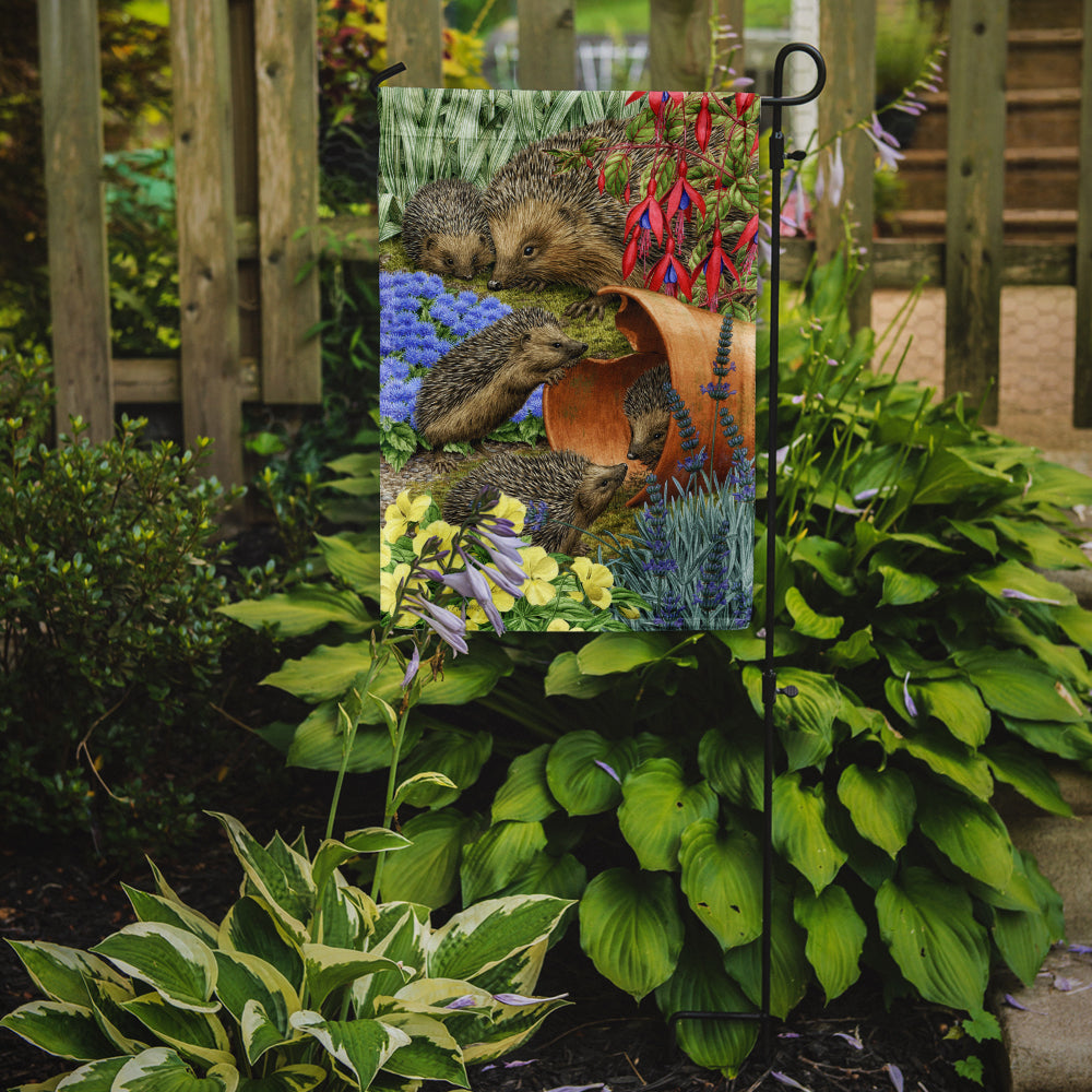 Hedgehogs in the Flower Pot Flag Garden Size ASA2087GF.