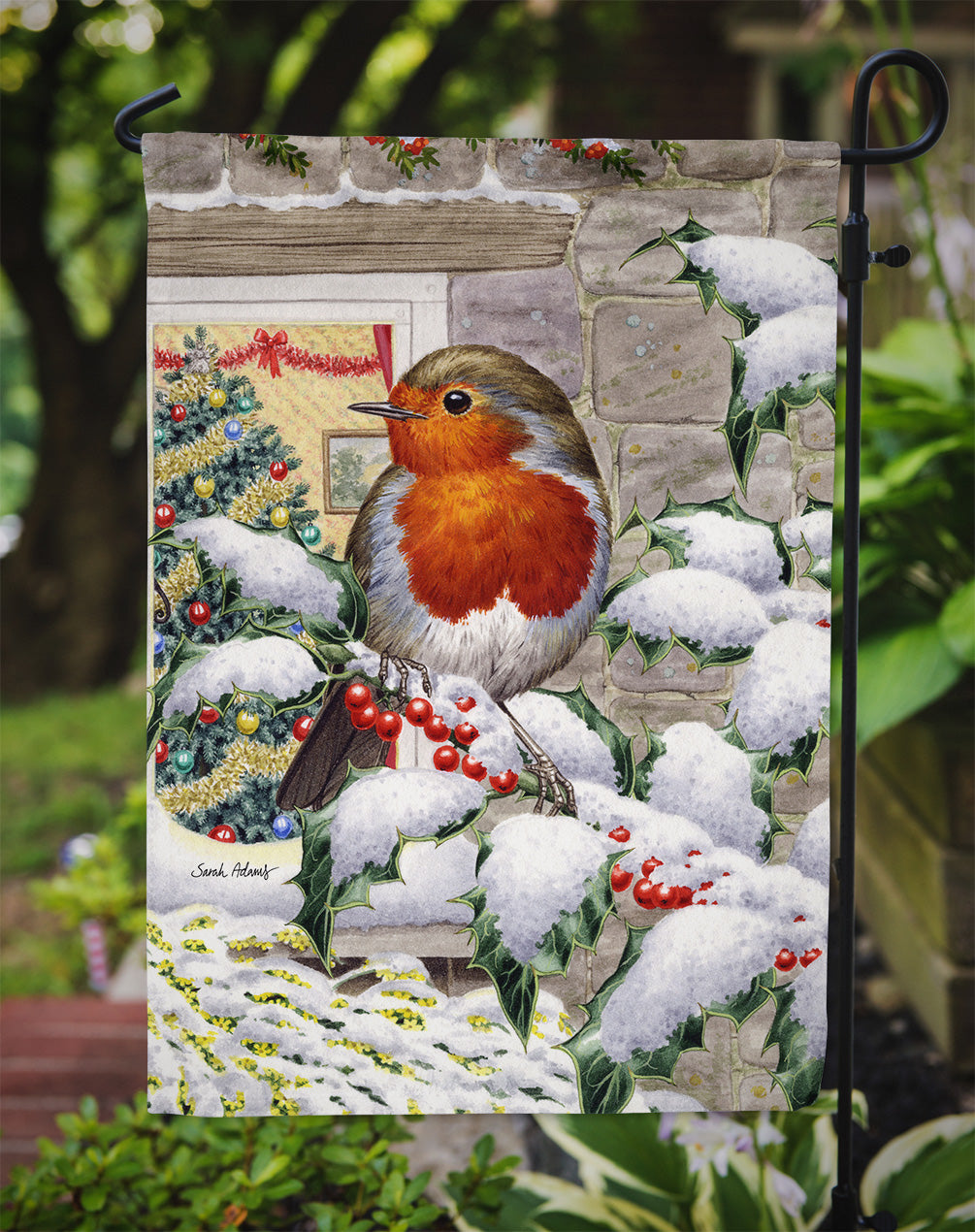 European Robin at the Window Flag Garden Size ASA2089GF.