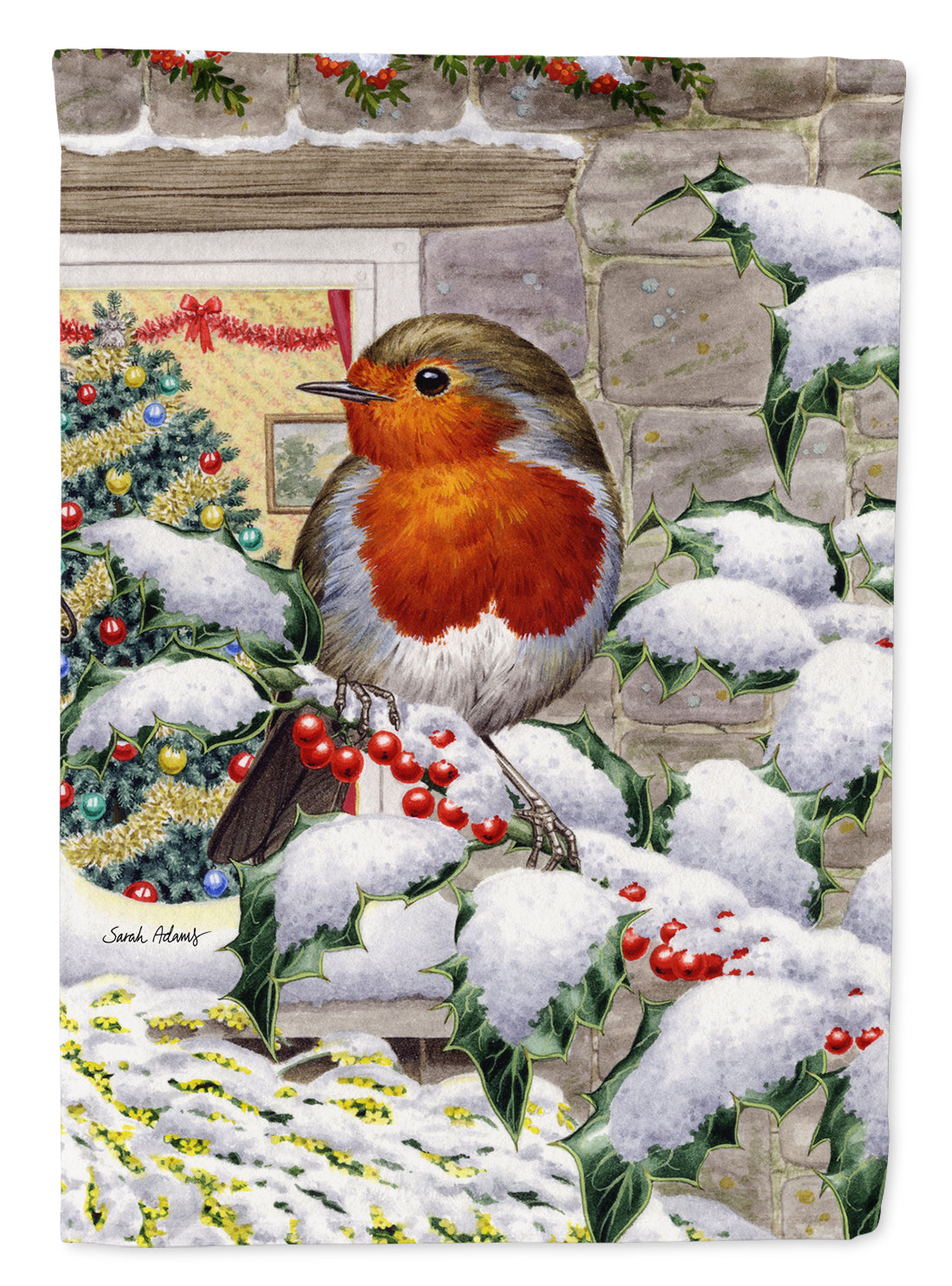 European Robin at the Window Flag Garden Size ASA2089GF.