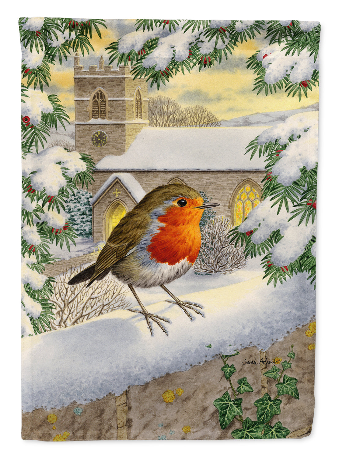 European Robin Waiting Flag Canvas House Size ASA2090CHF  the-store.com.