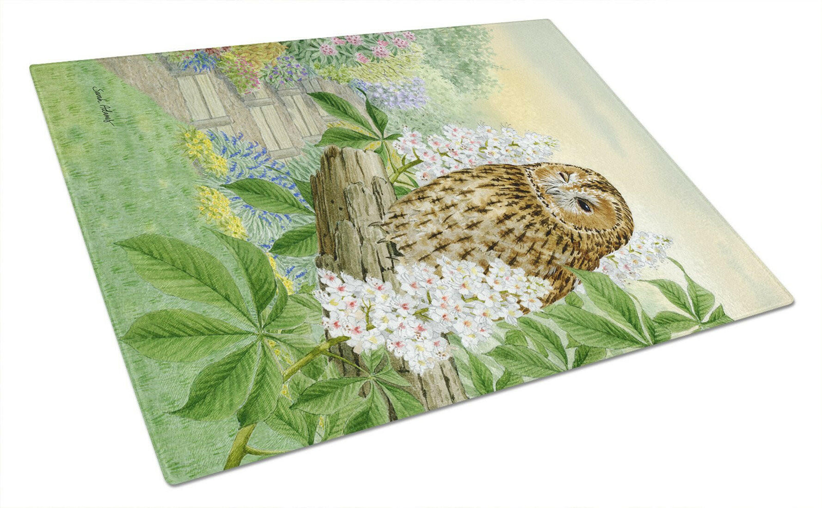 Tawny Owl Glass Cutting Board Large ASA2101LCB by Caroline's Treasures