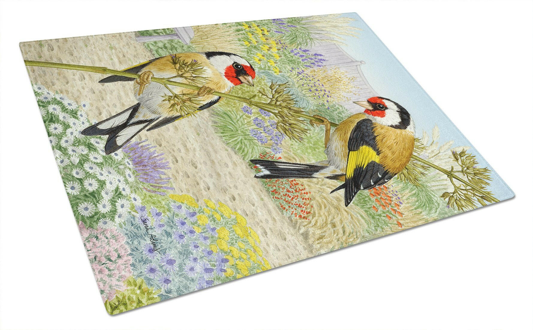 European Goldfinches Glass Cutting Board Large ASA2103LCB by Caroline's Treasures