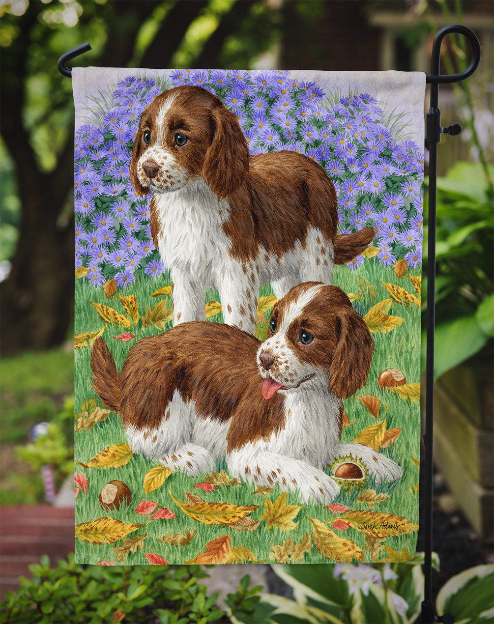 Welsh Springer Spaniel Pups Flag Garden Size ASA2116GF.