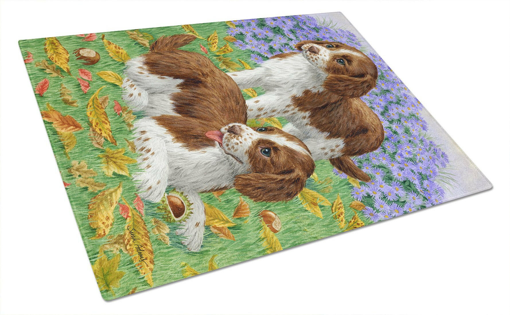 Welsh Springer Spaniel Pups Glass Cutting Board Large ASA2116LCB by Caroline's Treasures