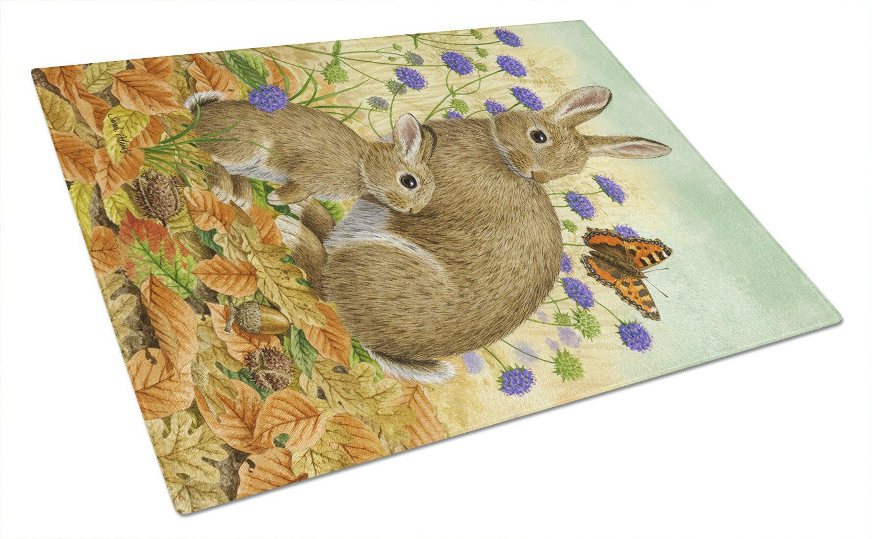 Rabbit & Baby Glass Cutting Board Large ASA2132LCB by Caroline's Treasures