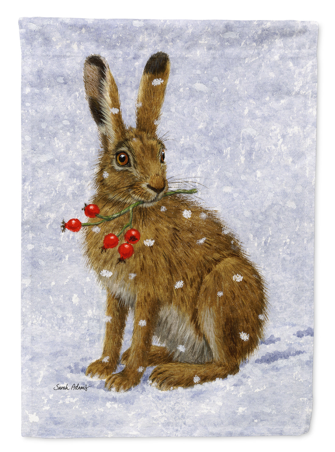 Rabbit Hare &amp; Rosehips Flag Garden Size ASA2147GF.