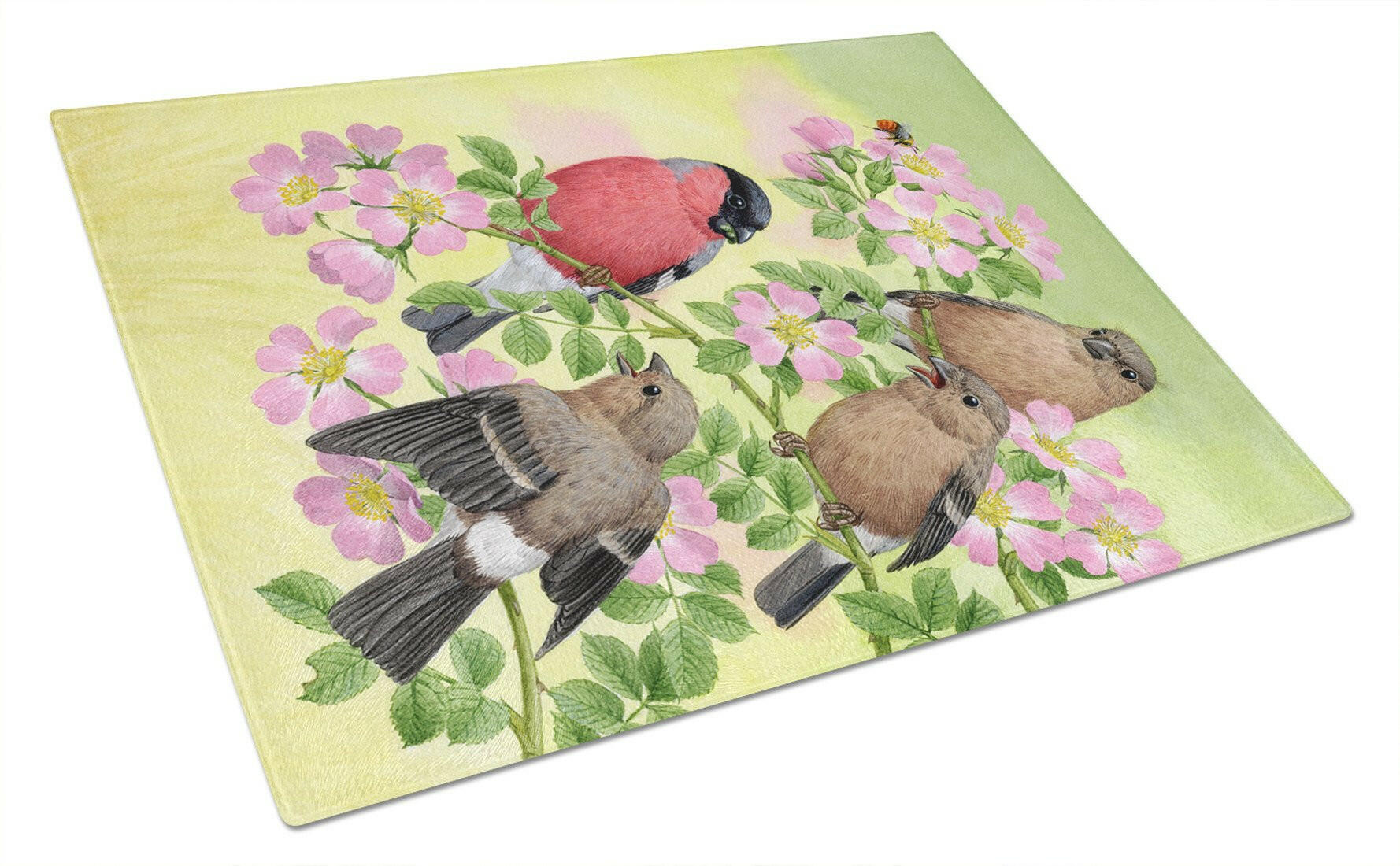 Eurasian Bullfinches Glass Cutting Board Large ASA2154LCB by Caroline's Treasures