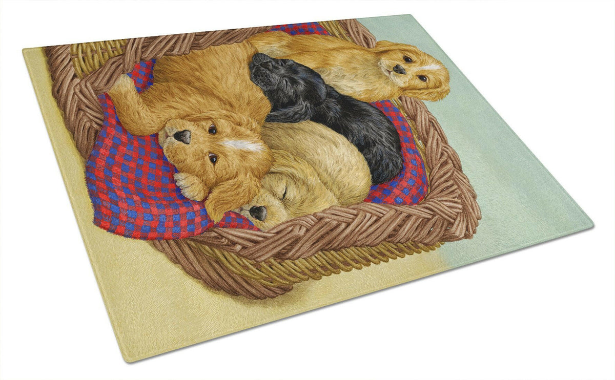 Puppies Glass Cutting Board Large ASA2155LCB by Caroline&#39;s Treasures