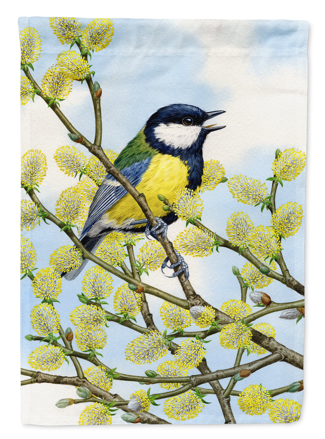 Eurasian Blue Tit on a branch Flag Garden Size ASA2156GF.