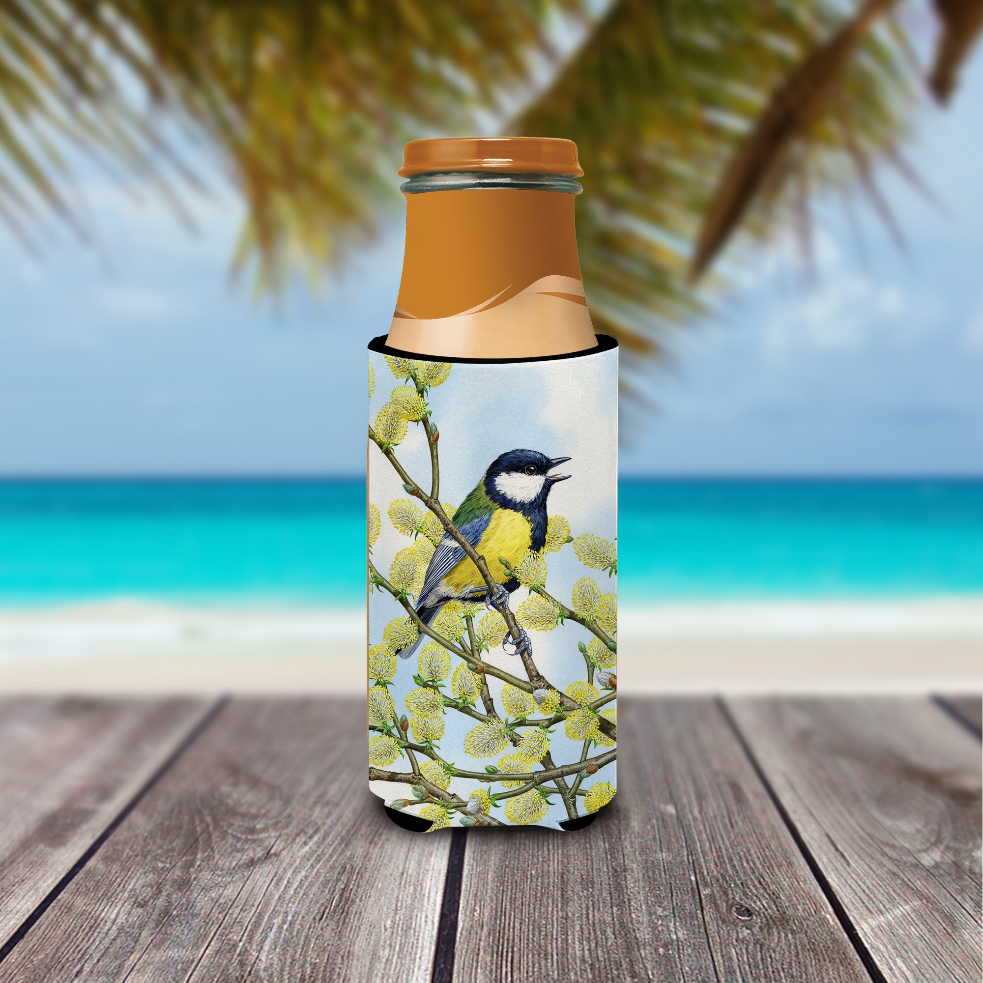 Eurasian Blue Tit on a branch Ultra Beverage Insulators for slim cans ASA2156MUK  the-store.com.