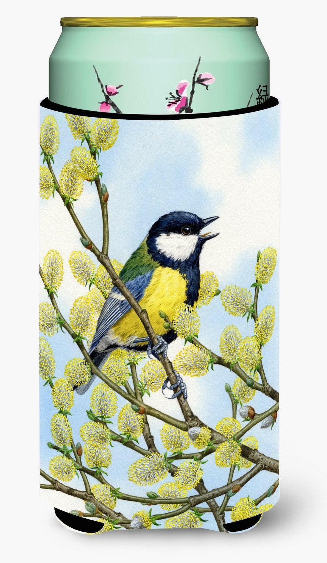 Eurasian Blue Tit on a branch Tall Boy Beverage Insulator Hugger ASA2156TBC by Caroline&#39;s Treasures