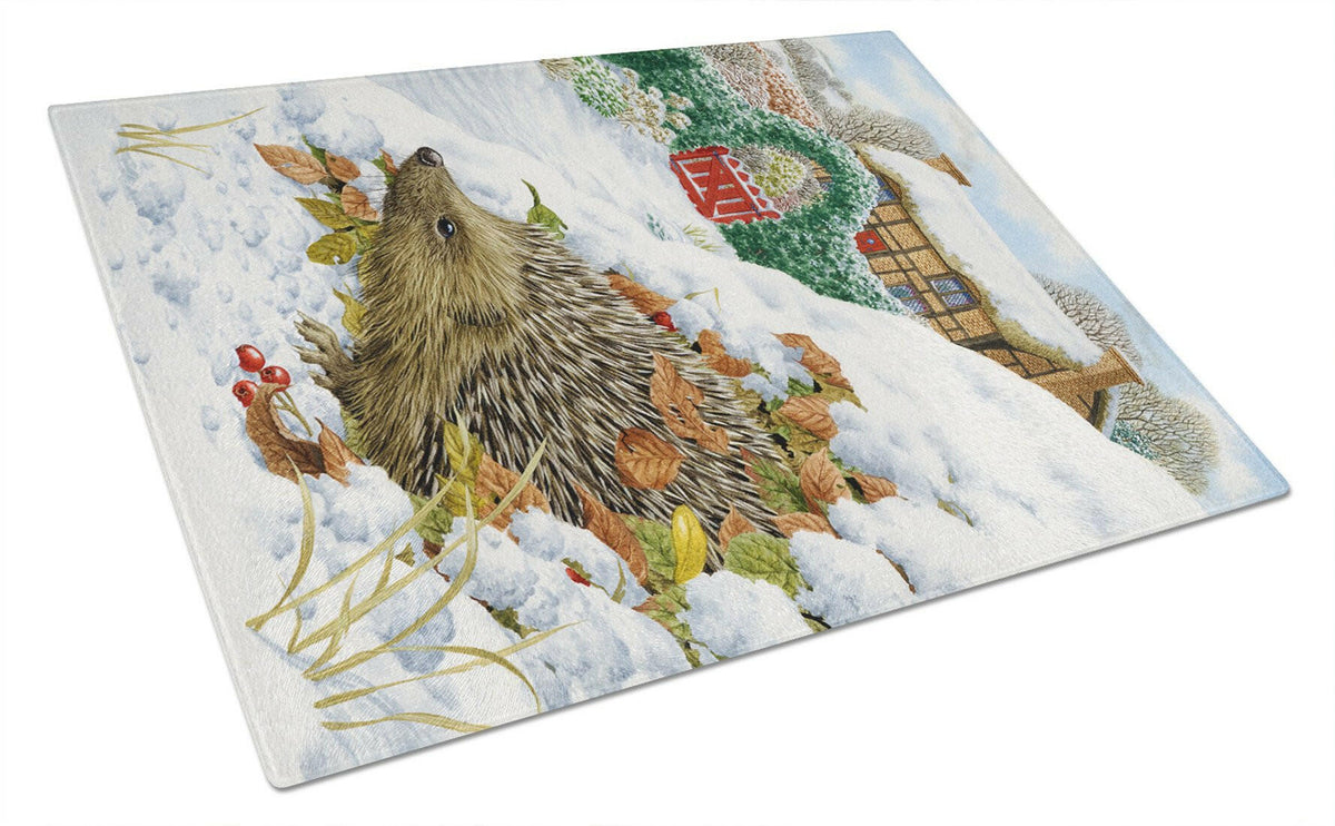 Hedgehog Holiday Glass Cutting Board Large ASA2158LCB by Caroline&#39;s Treasures