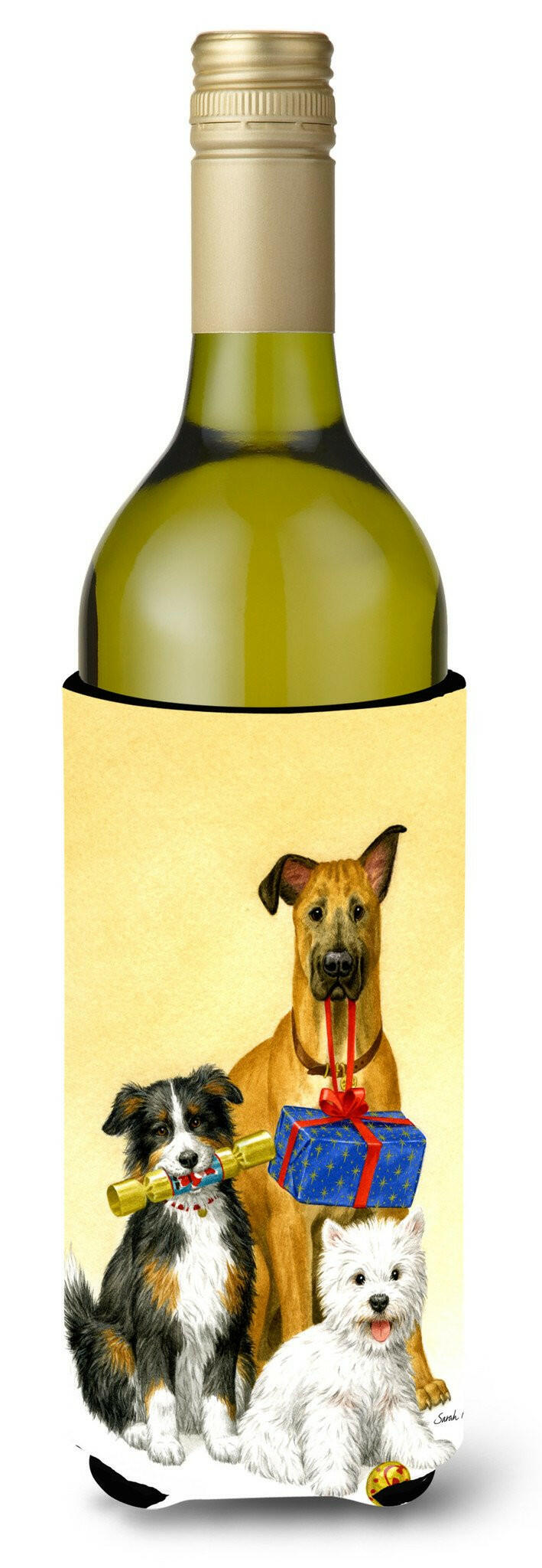 Westie, German Shepherd and Aussie Wine Bottle Beverage Insulator Hugger ASA2168LITERK by Caroline's Treasures