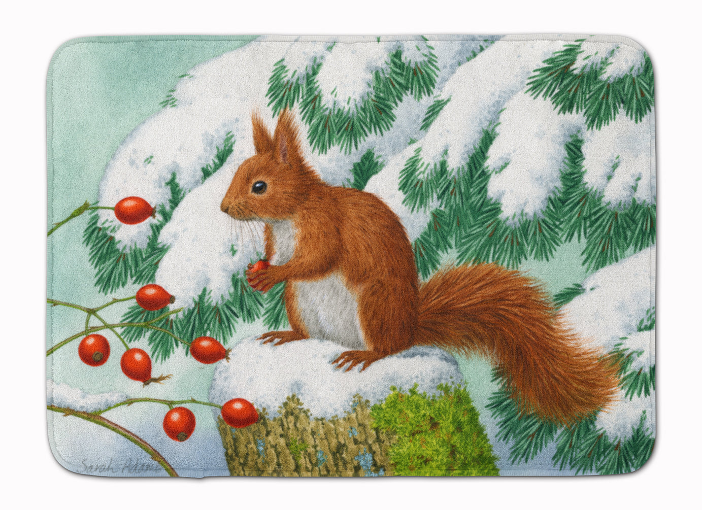 Winter Red Squirrel Machine Washable Memory Foam Mat ASA2172RUG - the-store.com