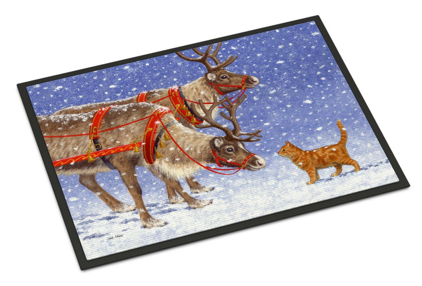 Reindeer & Cat Indoor or Outdoor Mat 24x36 ASA2174JMAT - the-store.com