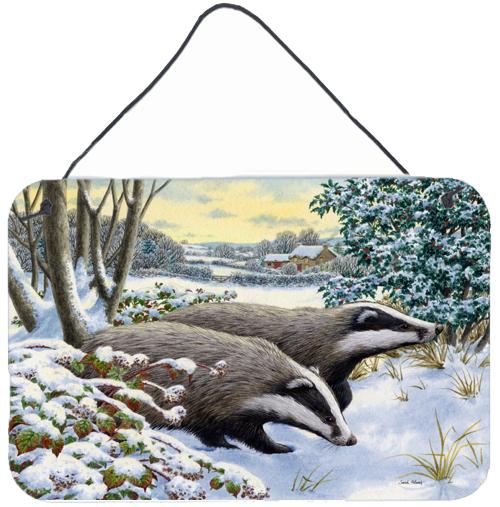 Winter Badgers Wall or Door Hanging Prints ASA2183DS812 by Caroline's Treasures