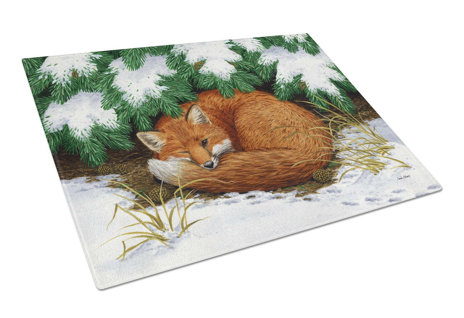 Naptime Fox Glass Cutting Board Large ASA2185LCB by Caroline's Treasures