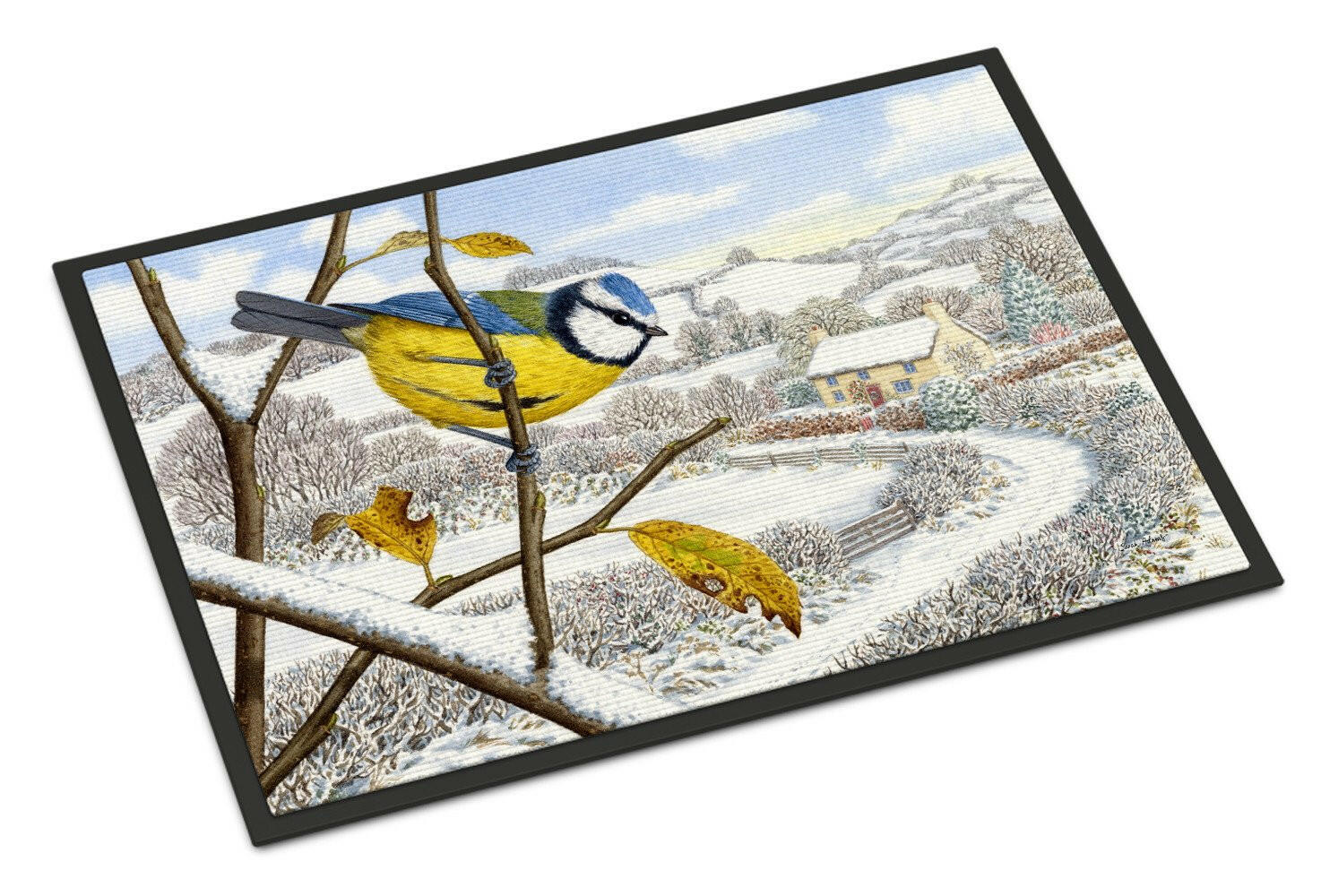 Winter Eurasian Blue Tit Indoor or Outdoor Mat 24x36 ASA2188JMAT - the-store.com