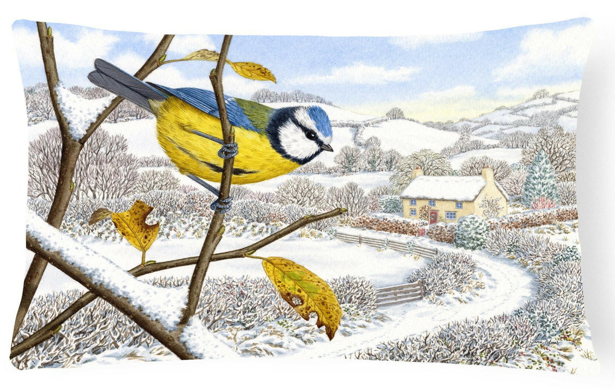 Winter Eurasian Blue Tit Fabric Decorative Pillow ASA2188PW1216 by Caroline&#39;s Treasures