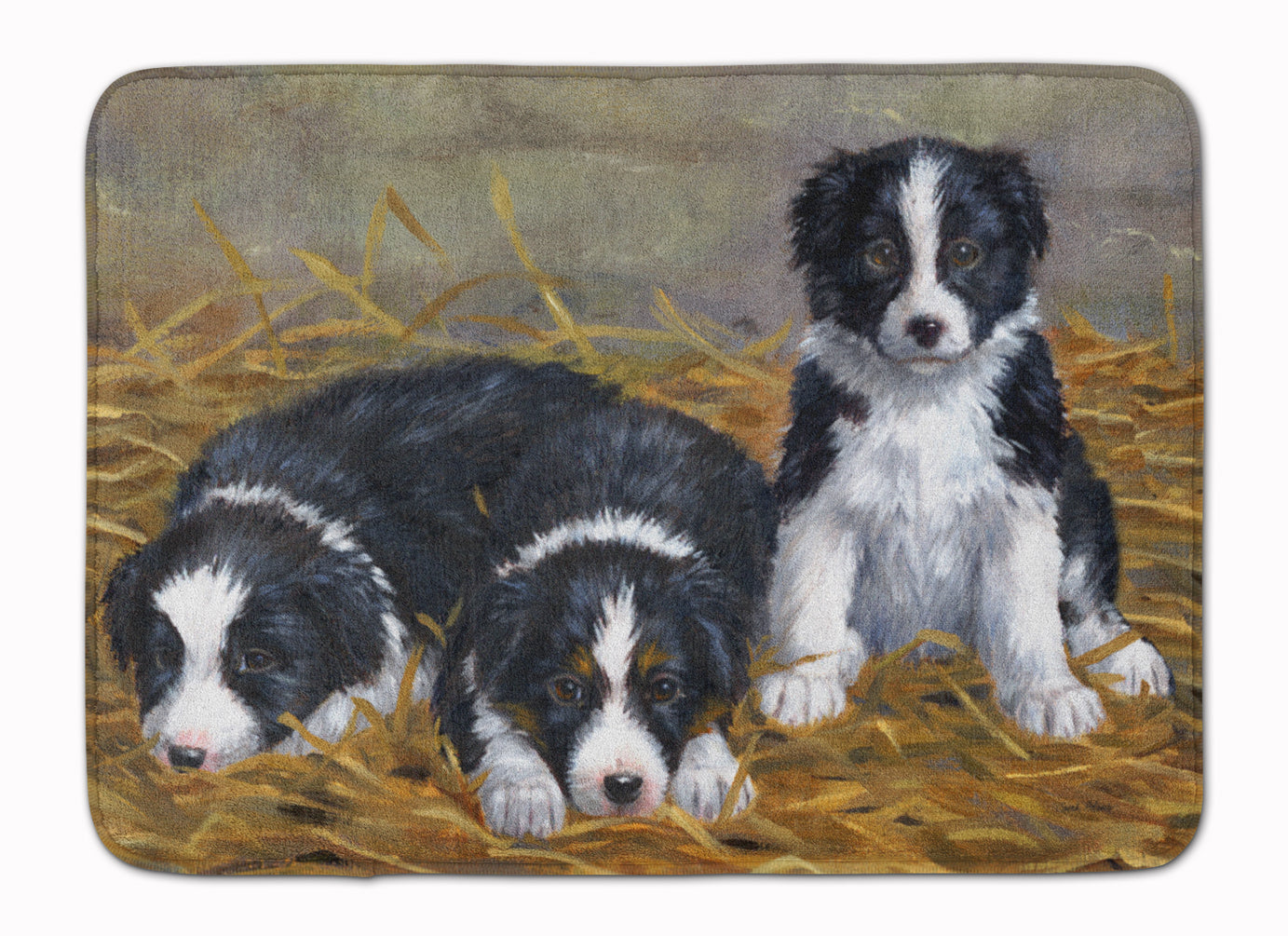 Border Collie Puppies Machine Washable Memory Foam Mat ASA2196RUG - the-store.com