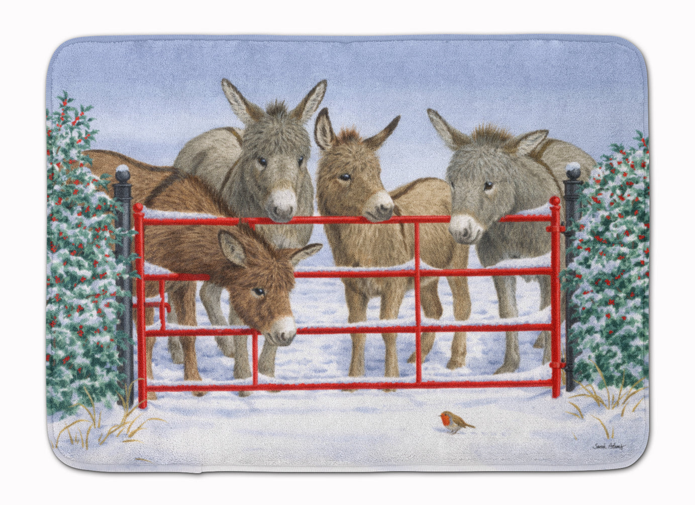 Donkeys and Robin Machine Washable Memory Foam Mat ASA2198RUG - the-store.com