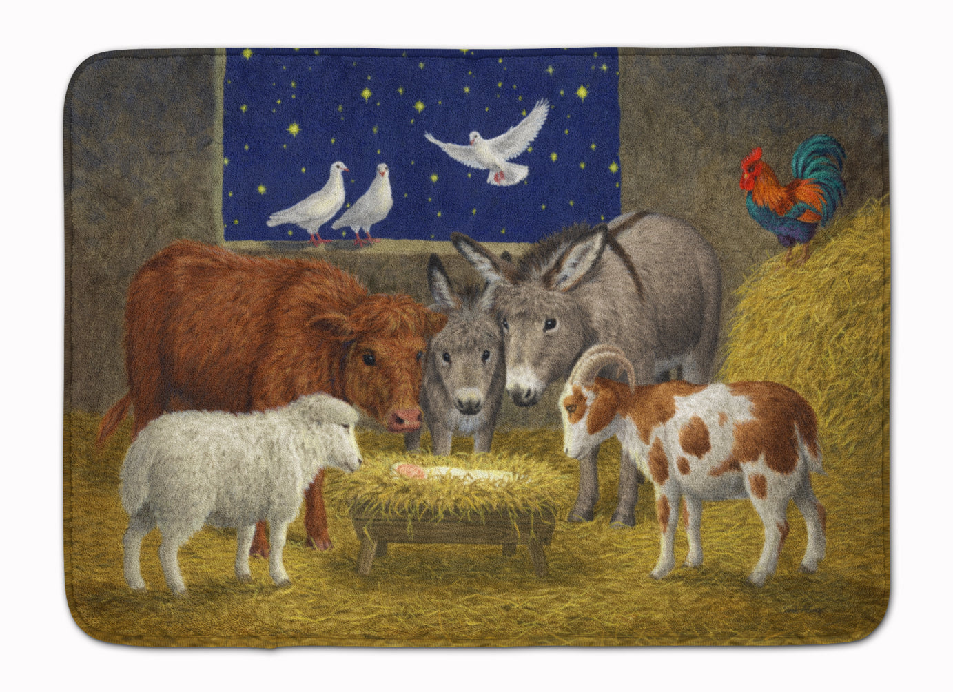 Animals at Crib Nativity Christmas Scene Machine Washable Memory Foam Mat ASA2205RUG - the-store.com