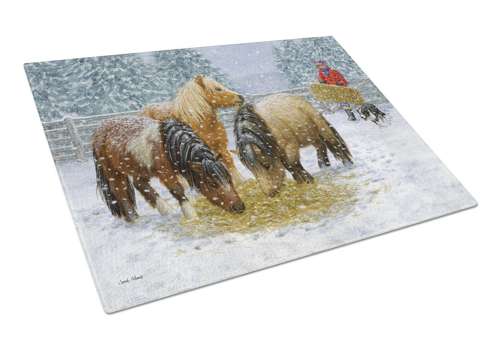 Shetland Ponies Glass Cutting Board Large ASA2206LCB by Caroline's Treasures