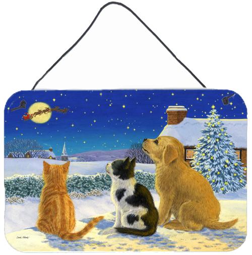 Golden Retriever and kittens Watching Santa Wall or Door Hanging Prints ASA2208DS812 by Caroline's Treasures