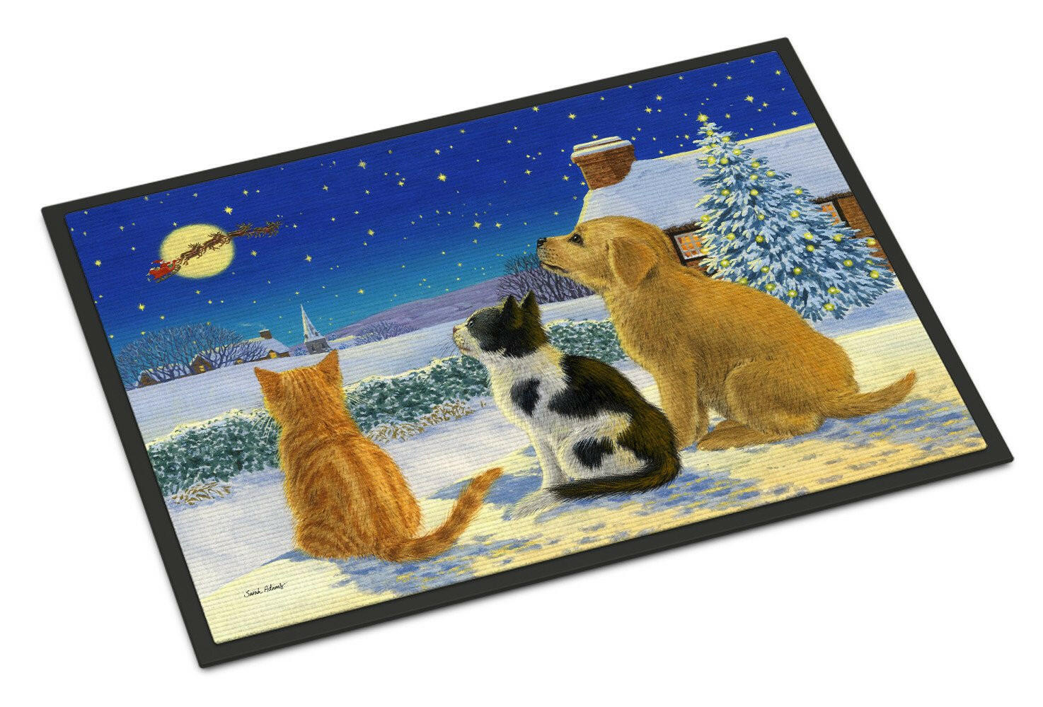 Golden Retriever and kittens Watching Santa Indoor or Outdoor Mat 18x27 ASA2208MAT - the-store.com