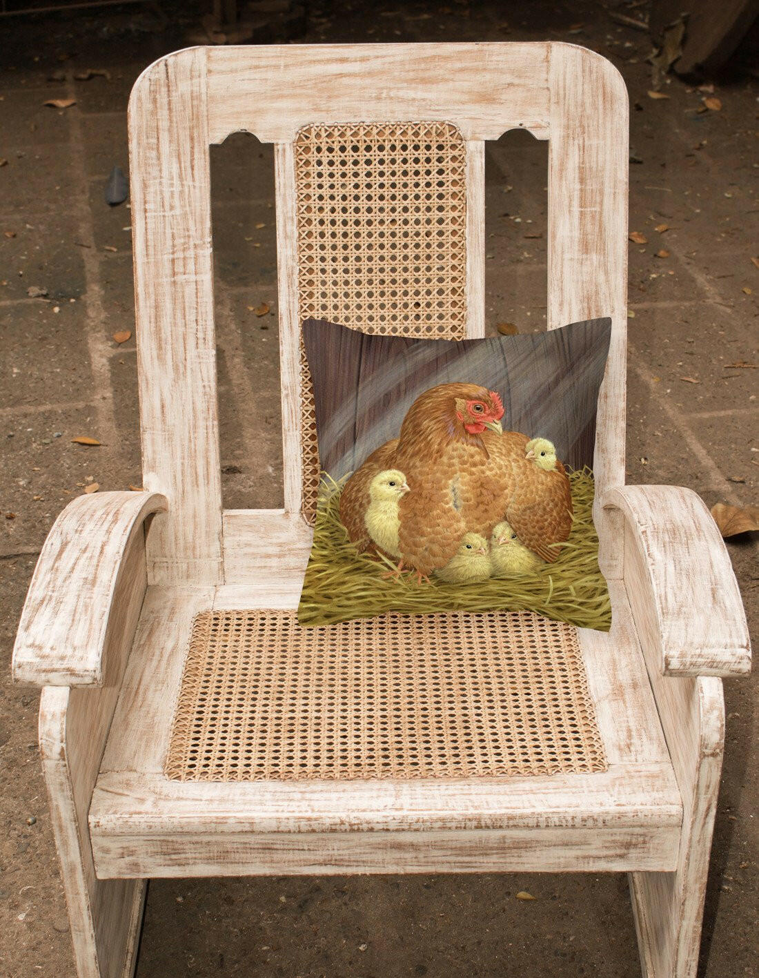 My Little Chickadees Hen with Chicks Canvas Decorative Pillow ASAD0109PW1414 - the-store.com