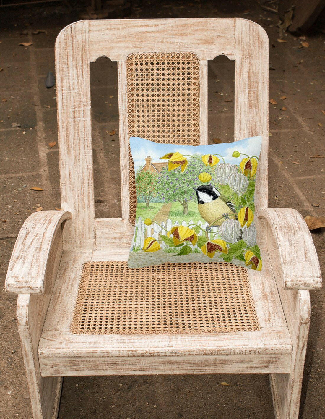 Coal Tits Yellow Flowers Canvas Decorative Pillow ASAD0702PW1414 - the-store.com