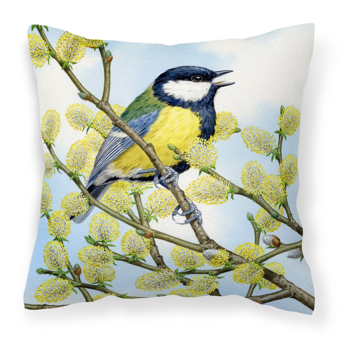 Eurasian Blue Tit by Sarah Adams Canvas Decorative Pillow by Caroline&#39;s Treasures