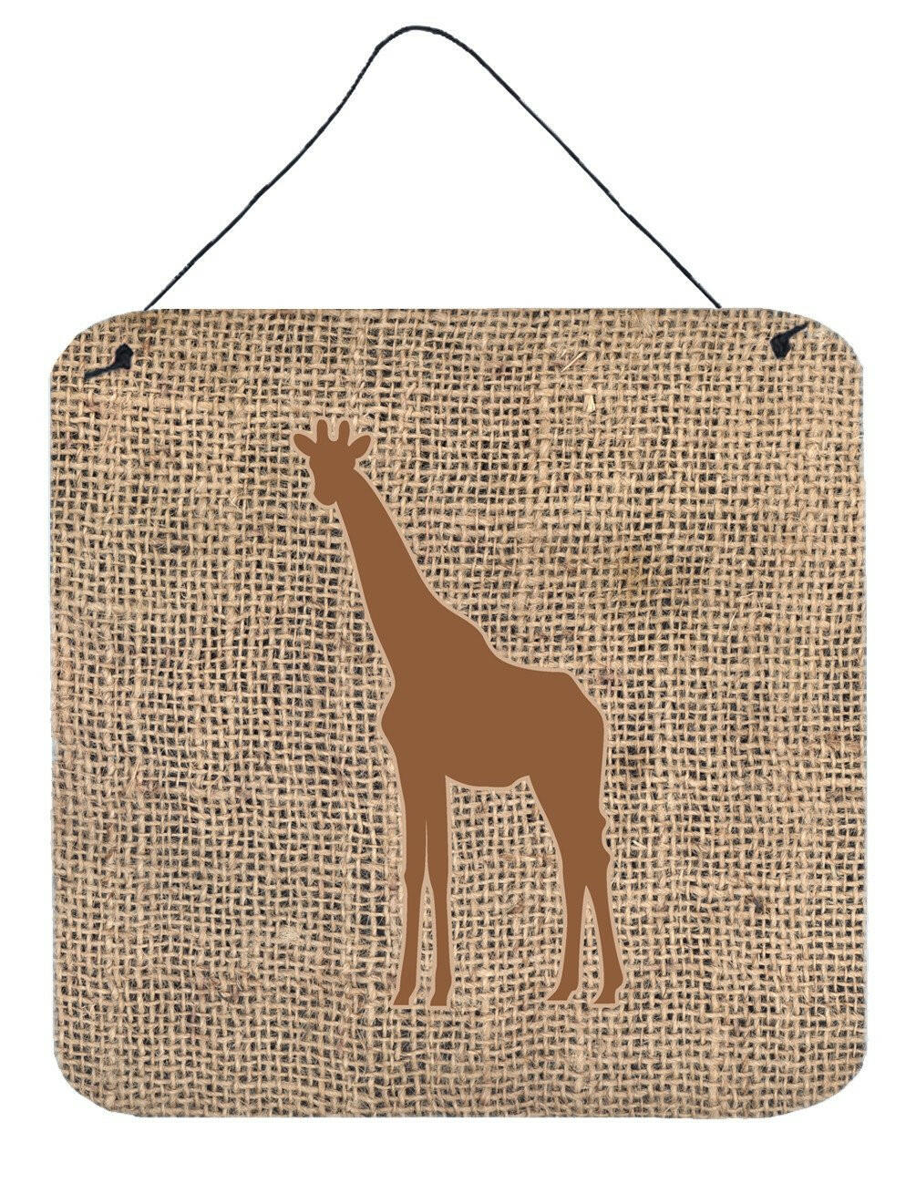 Giraffe Burlap and Brown Aluminium Metal Wall or Door Hanging Prints BB1001 by Caroline&#39;s Treasures