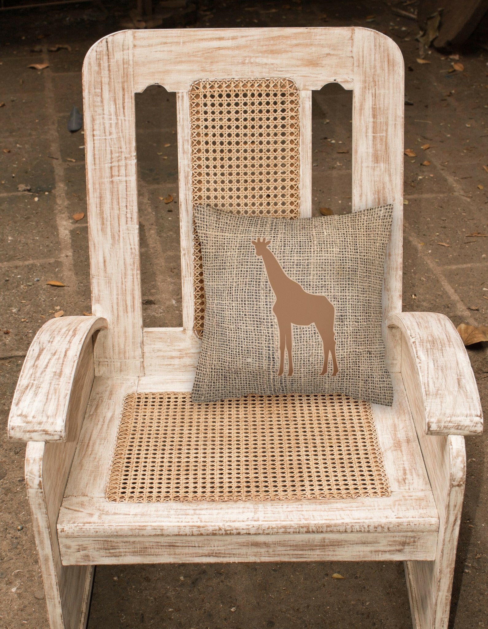 Giraffe Burlap and Brown   Canvas Fabric Decorative Pillow BB1001 - the-store.com