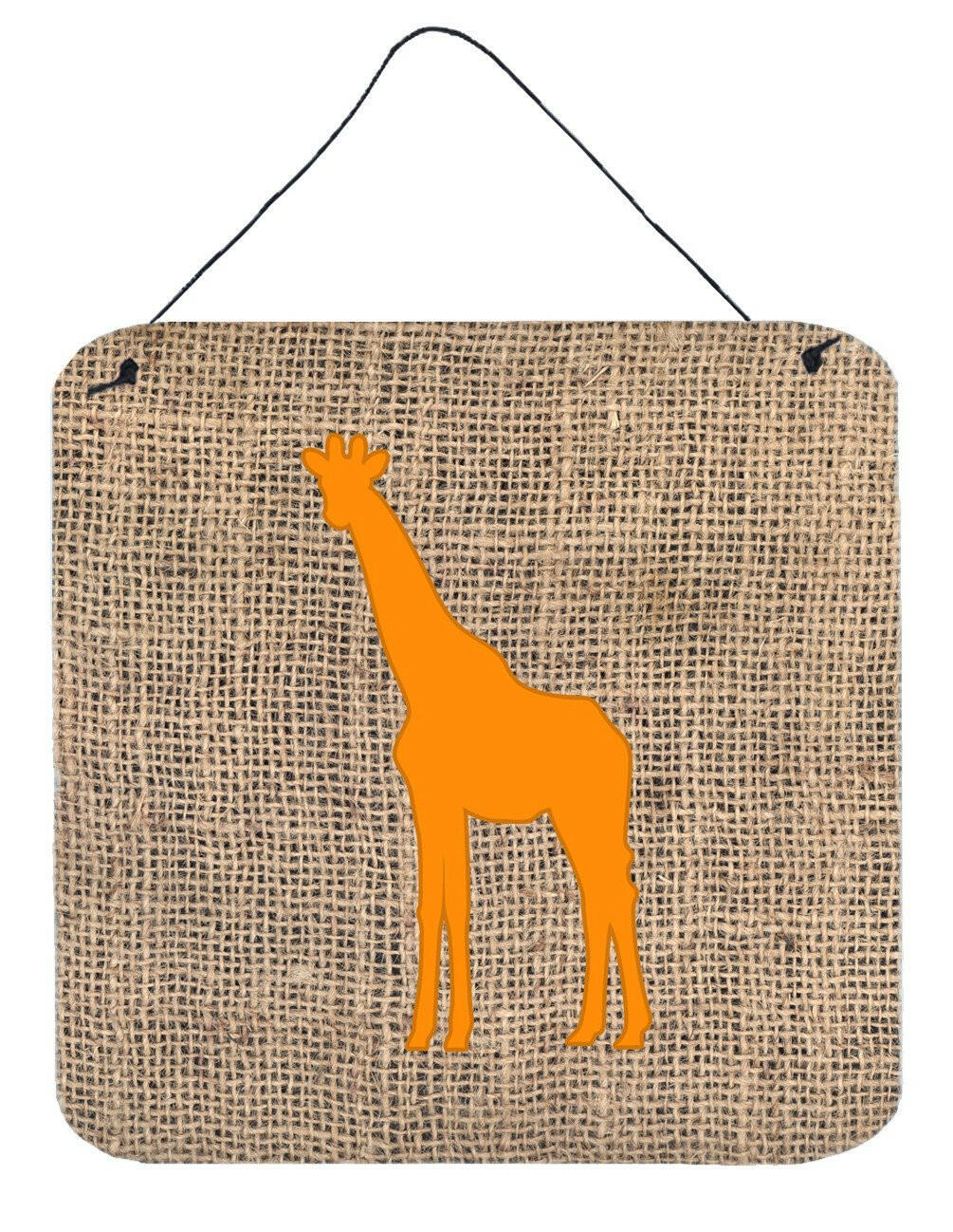 Giraffe Burlap and Orange Aluminium Metal Wall or Door Hanging Prints BB1001 by Caroline's Treasures