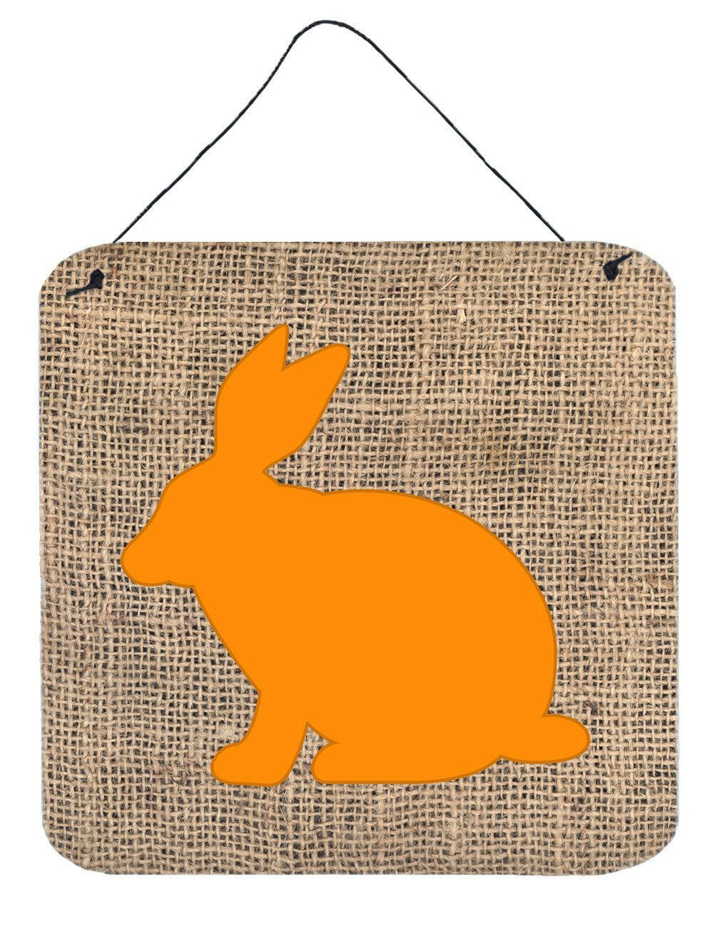 Rabbit Burlap and Orange Aluminium Metal Wall or Door Hanging Prints BB1002 by Caroline&#39;s Treasures