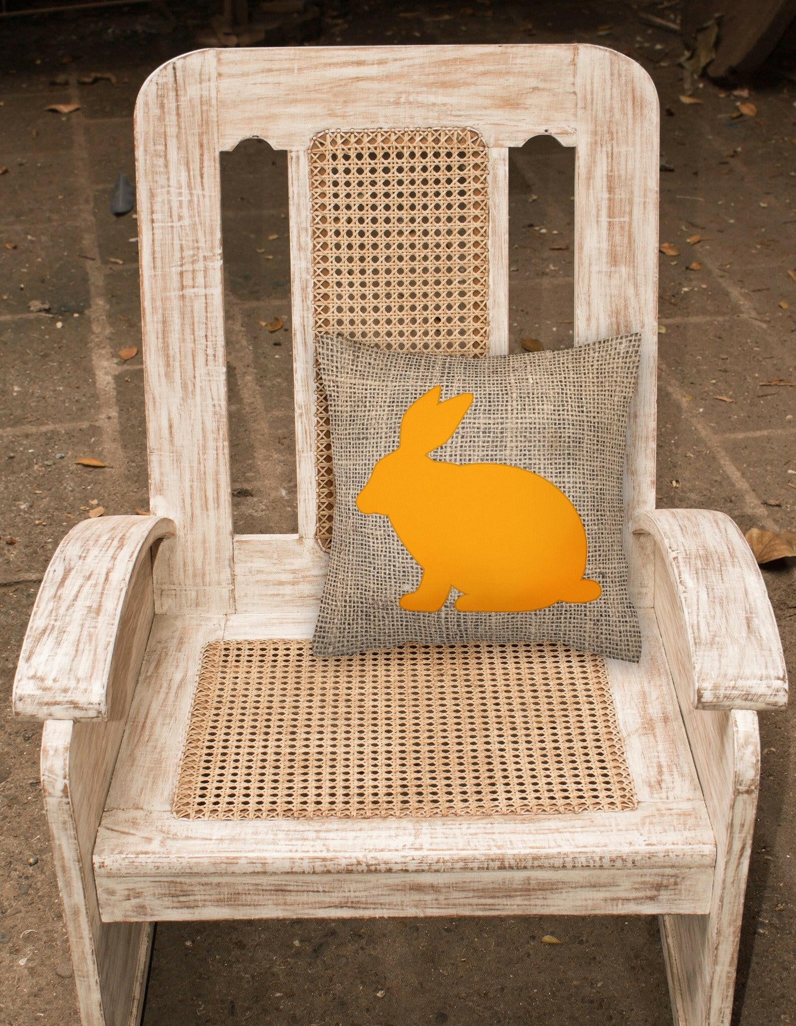 Rabbit Burlap and Orange   Canvas Fabric Decorative Pillow BB1002 - the-store.com