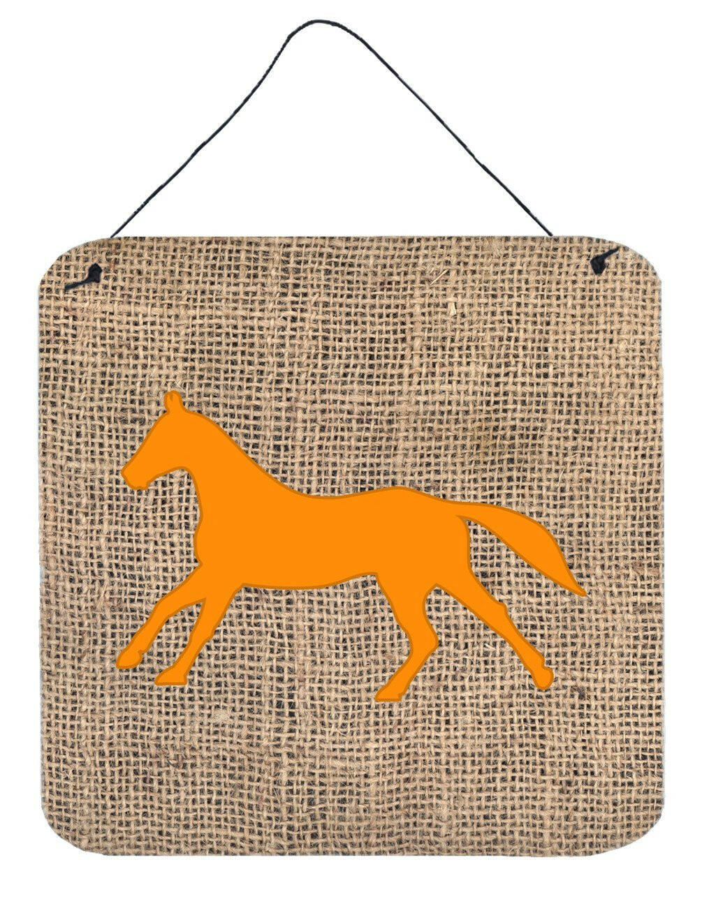 Horse Burlap and Orange Aluminium Metal Wall or Door Hanging Prints BB1003 by Caroline's Treasures