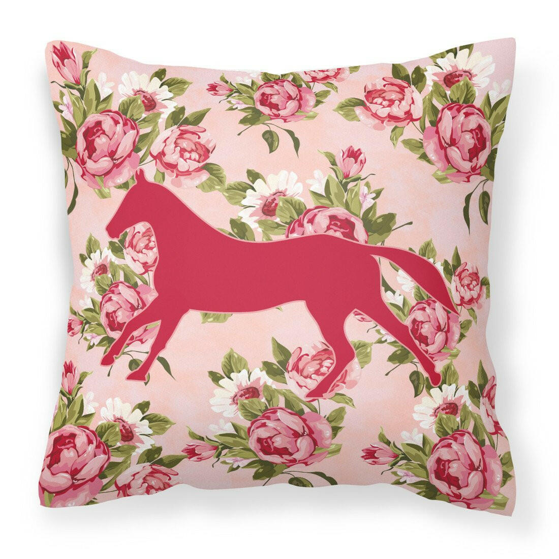 Horse Shabby Chic Pink Roses   Fabric Decorative Pillow BB1003-RS-PK-PW1414 - the-store.com