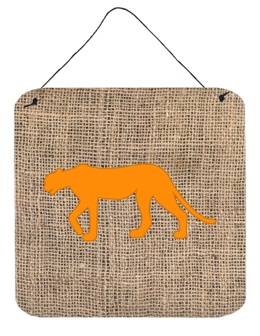 Leopard Burlap and Orange Aluminium Metal Wall or Door Hanging Prints BB1004 by Caroline's Treasures