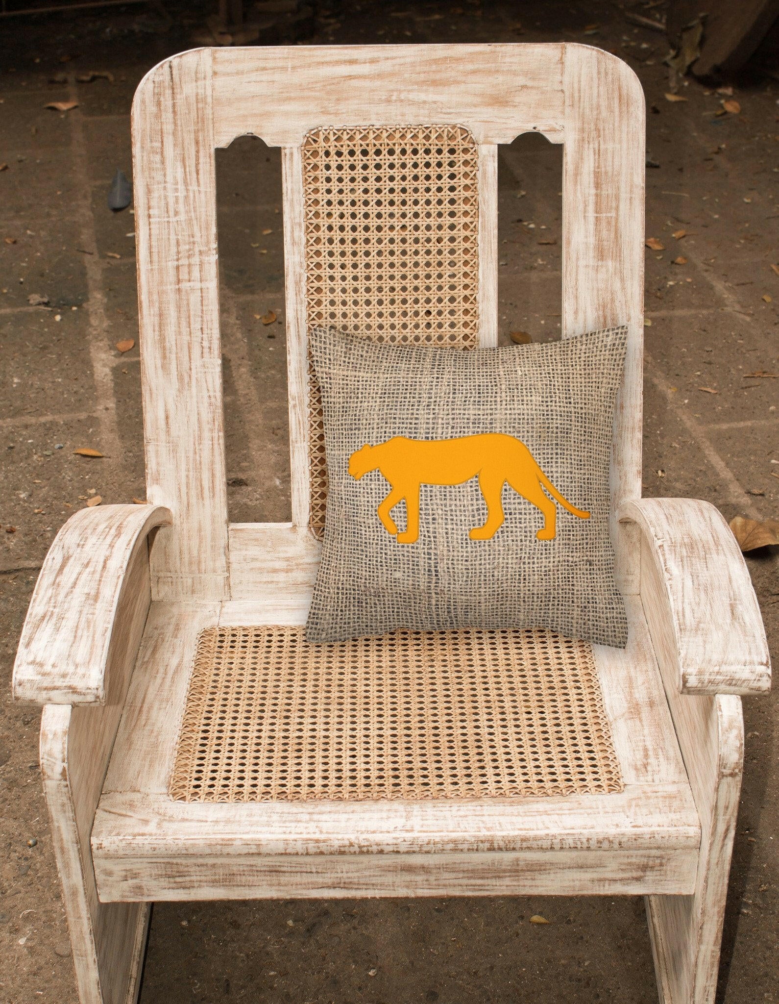 Leopard Burlap and Orange   Canvas Fabric Decorative Pillow BB1004 - the-store.com