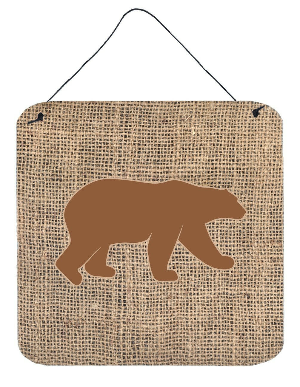 Bear Burlap and Brown Aluminium Metal Wall or Door Hanging Prints BB1005 by Caroline&#39;s Treasures